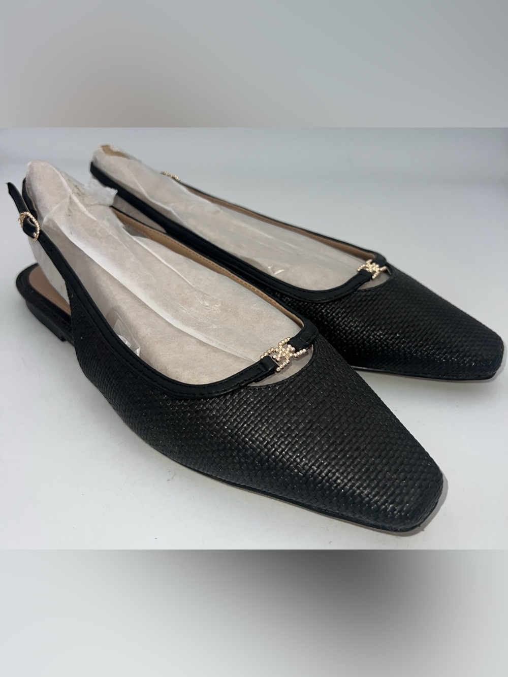 Sam Edelman Women’s Cleo Slingback Flats Woven Texture Black Size 8 NEW - Picture 3 of 11
